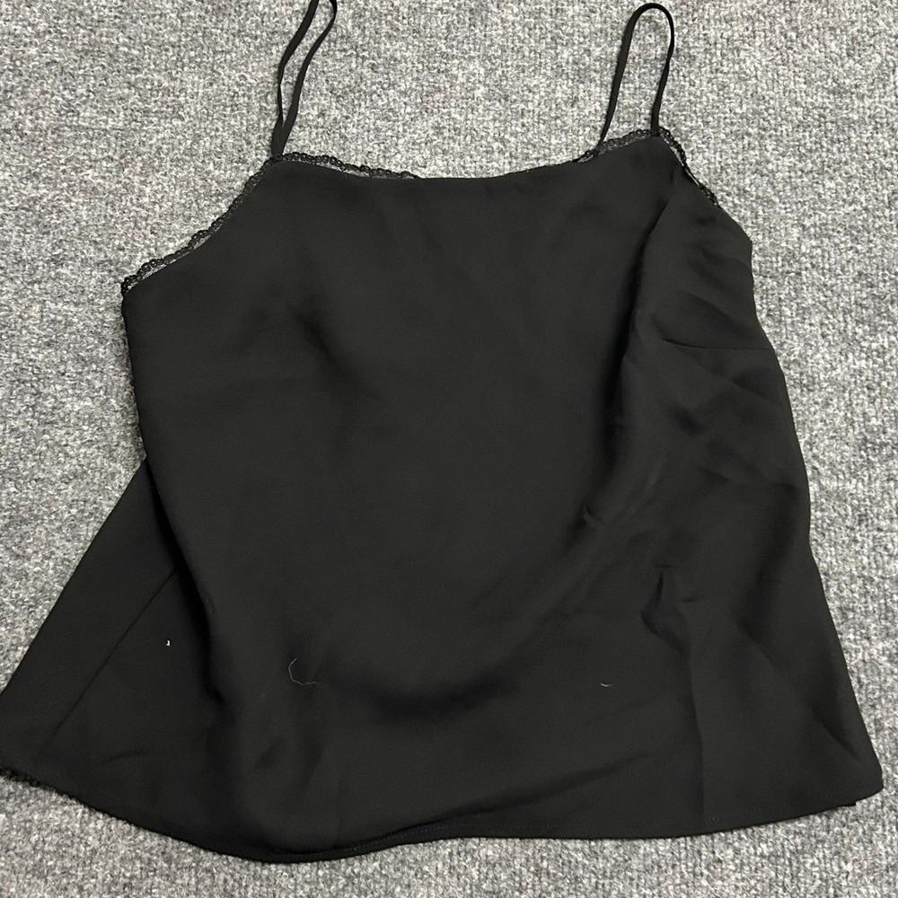 Ann Taylor Camisole Womens Size 2 Black Lace Trim Spaghetti Strap Classic Tank